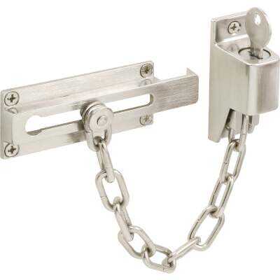 Defender Security Satin Nickel Keyed Chain Door Guard